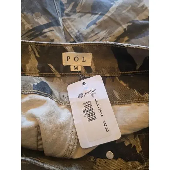 Pol Camouflauge Paneled NWT Raw Hem Mini Skirt (M) - Picture 6 of 6